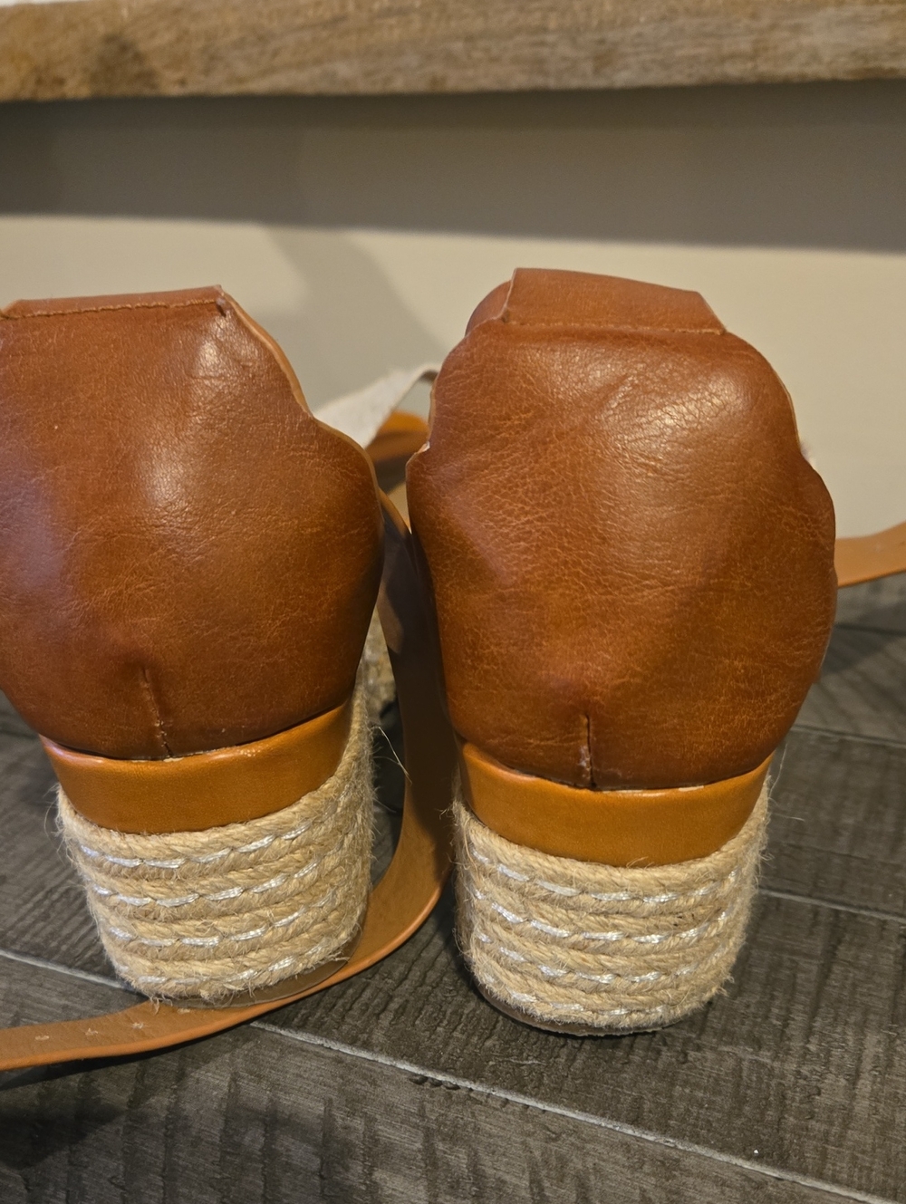Platform Espadrille Sandals with Cream Scallop Strap and Tan Ankle - Picture 3 of 3